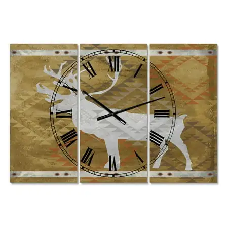 Designart 'Patterned Walking White Moose' Large Traditional Wall Clock