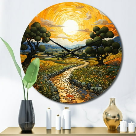 Designart Post-Impressionist Olive Haven Vangogh Oversized Wall Clock