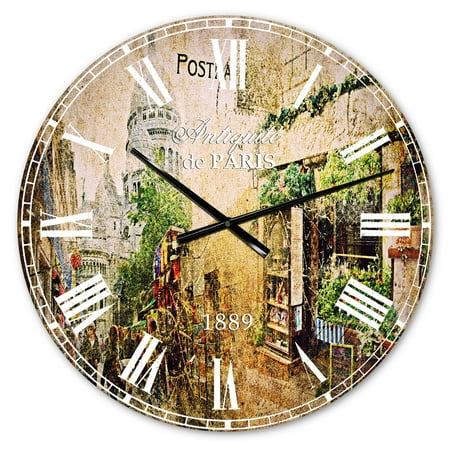 Designart 'Vintage Parisian Cards' French Country wall clock