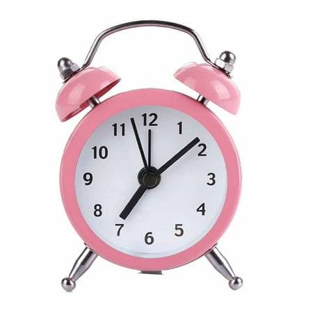 Designice Mini Round Alarm Clock Desktop Table Bedside Clocks Kids Adults Travel Clock Decor