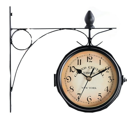 Dewadbow Dual Face Paddington Wall Clock Black Garden Decor Wall Clock Dia