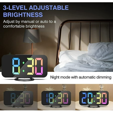 Digital Alarm Clock, 6.6 Led Mirror Electric Alarm Clocks For Bedrooms, Digital Clo[999]