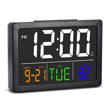 SZELAM Digital Bedroom Alarm Clock, Temperature, 12/24 Hour Snooze, 6 Adjustable Brightness