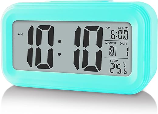 Digital Alarm Clock with Indoor Temperature, Battery Operated,Snooze Model,12/24H Display for Bedrooms Heavy Sleepers Kids Travel Bathroom Desk Smart Clock