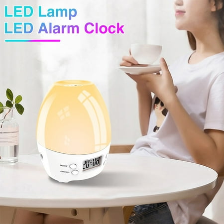 Digital Alarm Clock with LED Colorful Light Compact Size Portable Battery Operated Multifunctional Aromatherapy Table Clock