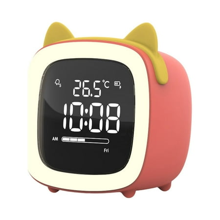 Digital Clock Cute Pet Cat Headband Tv Alarm Clock Multifunctional Clock With Temperature Display Night Light And Charging Function