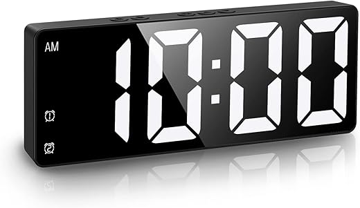 Digital Clock, 【𝐍𝐄𝐖 𝐕𝐄𝐑𝐒𝐈𝐎𝐍】 LED Alarm Clock for Bedroom, Electronic Desktop Clock with Temperature Display, Voice Control, 12/24H, Small Clock for Bedroom Decor (No Battery＆Adapter)