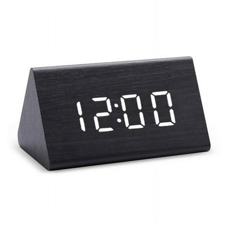 Digital Clock LED Wooden Alarm Clock Table Sound Control Electronic Clocks Desktop USB/AAA Powered Desperadoes Home Table Decor s-black white