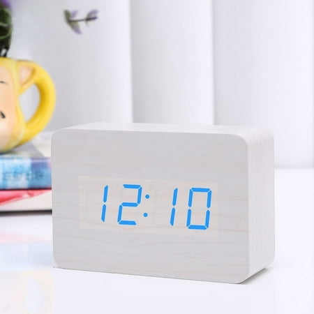 Digital display electronic silent LED wooden clock rectangular wooden alarm clock desktop wooden clock