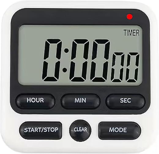 Digital Kitchen Timer 24 Hour Clock and Alarm Function with Silent or Alarm Manual Switching Count UP or Down and Memory Function Black