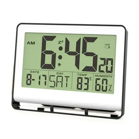 Digital Travel Alarm Clock - Foldable Calendar Temperature LCD Clock with Snooze Mode - Large Number Display, Battery Operated - Compact Desk Clock for All Ages,