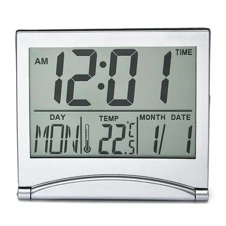 Digital Travel Alarm Clock Battery Operated, Portable Large Number Display Alarm Clock with Temperature,Small Desk Clock,white，G165492