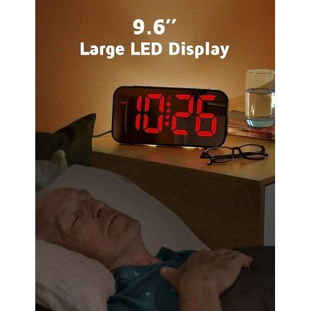 Digital Wall Clock, 9.6’’ Large Led Mirror Display, Dual Alarm Clock For Bedroom Wi[1598]