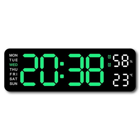 Digital Wall Clock,Digital Calendar,Large Wall Clock,13 Large Display Digital Clock,LED Digital Clock with Remote Control,Countdown Dimmer Large Clock with DST Date Week Temperature N5M8