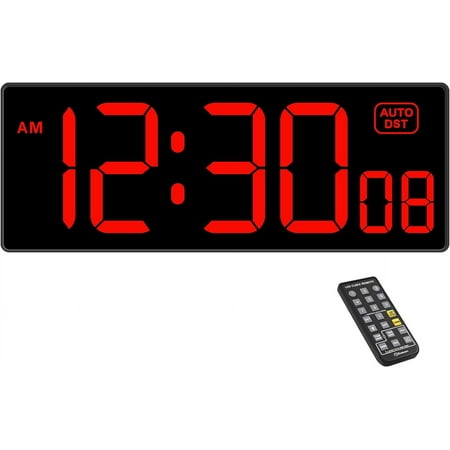 Digital Wall Clock with Seconds for Gym, Remote Countdown Timer Large LED Display 5 Dimmer (White)