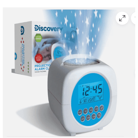 Discovery Projection Alarm Clock Sound Machine with LED Lights