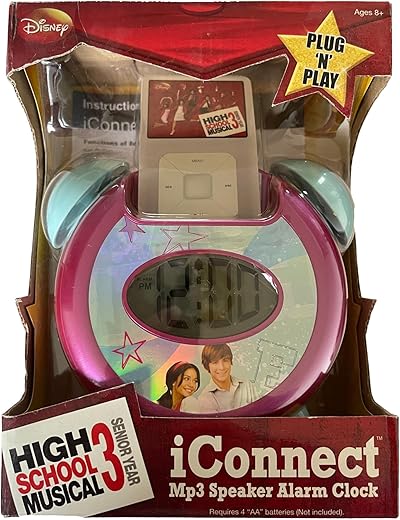 Disney High School Musical iConnect MP3 iPod Zune Speaker Alarm Clock Plug N Play