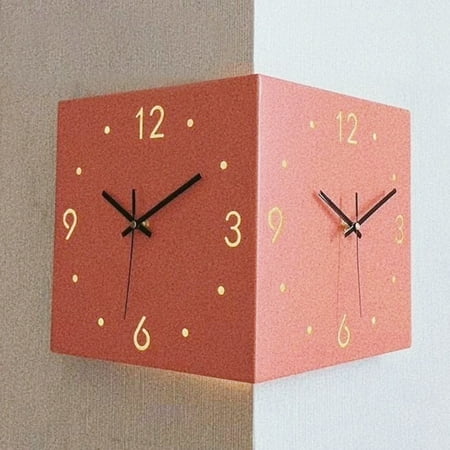 Double-Sided Corner Wall Clock Modern Living Room Special Simple Creative Punch-Free Mute Corner Clock Decoration Wall Hanging