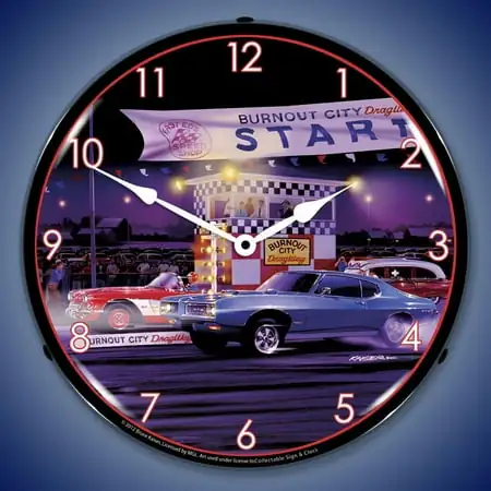 Drag City Wall CLock, Lighted: Bruce Kaiser