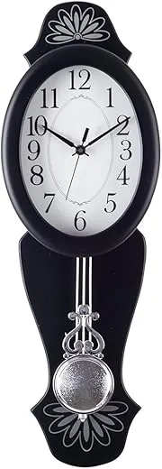 eCraftIndia Decorative Analog Black Oval Pendulum Wall clock