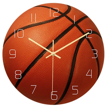 Eease Sports Wall Clock Basketball Mute Decorative Silent for Living Room Bedroom Kids