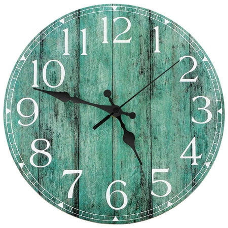 EEEkit 10'' Wall Clock, Rustic Vintage Decorative Clock Silent Non - Ticking for Home Office, Teal