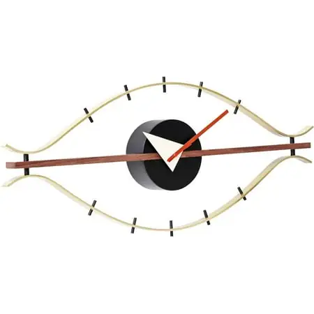 Eye Clock - Classic -Century Modern Design Wall Clock Made with Walnut & Brass