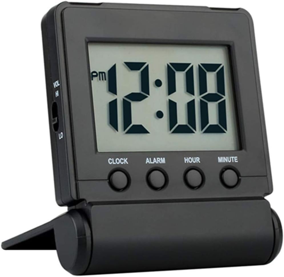 FAMICOZY Compact Digital Travel Alarm Clock with High/Low Volume Black