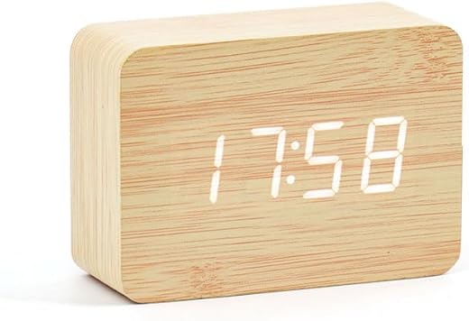 Fancial Wooden Appearance LED Digital Alarm Clock with 3 Brightness adjustments and 3 Alarm Modes 10 * 7 * 4cm