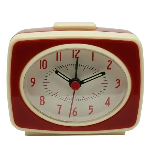 Felvoro Small Silent Quartz Movement Analogue Alarm Clock Vintage Classic Style Battery Powered Luminous Hands