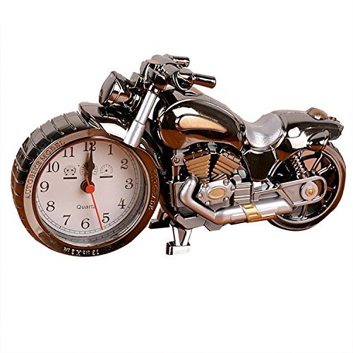 FinerMe Vintage Mini Motorcycle/Bicycle Model Alarm Clock Battery Powered Desk Shelf Clock Creative (Motorcycle Model)