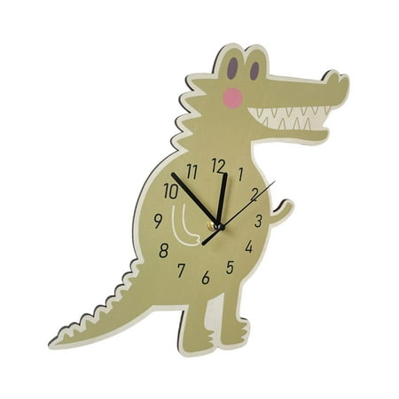 flameer Dinosaur Clock Easy Install Kids Wall Clock for Household Home Decor Bedroom