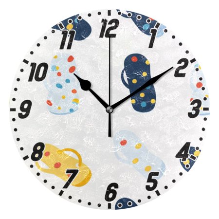 Flip Flop with Dots Wall Clock 9.8 inch Battery Operated Clocks Non-Ticking Silent for Bedroom Office Kitchen Living Room