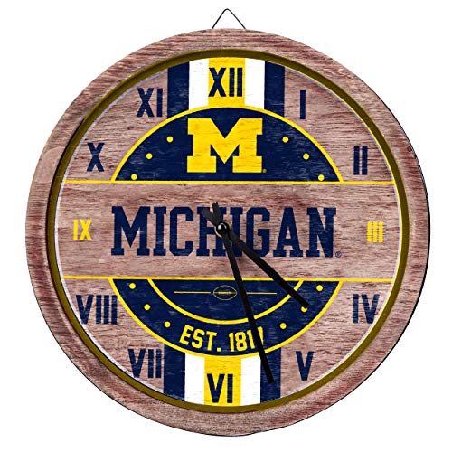 FOCO Michigan Wolverines NCAA Barrel Wall Clock, Team Color