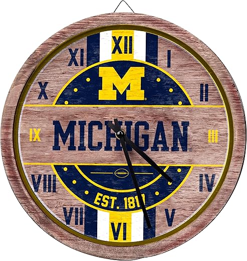 FOCO NCAA Wooden Barrel Wall Clock