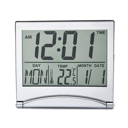 Folding electronic alarm clock desktop clock with date and temperature display,white，G161257