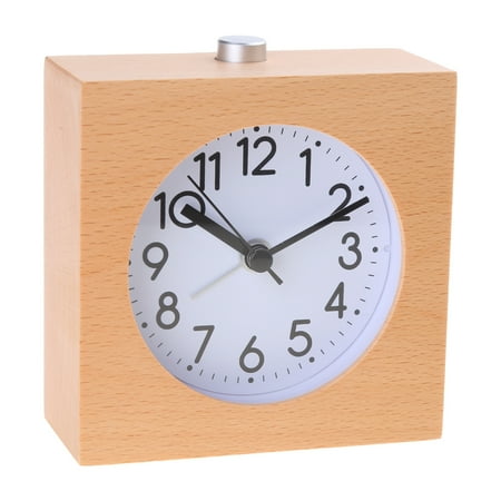 for Creative Beech Wood Square Alarm Clock for w/ Night Light Timer Reminder Wooden Alarm Clock for Time Management for