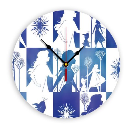 Frozen Wall Clock, Clear Glass Dial, Silent and No Ticking Sound, Suitable for Bedroom, Office, School, Home and Living Room as a Gift or Decoration, Large Size 12 Inches