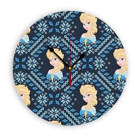 Frozen Wall Clock, Clear Glass Dial, Silent and No Ticking Sound, Suitable for Bedroom, Office, School, Home and Living Room as a Gift or Decoration, Large Size 12 Inches