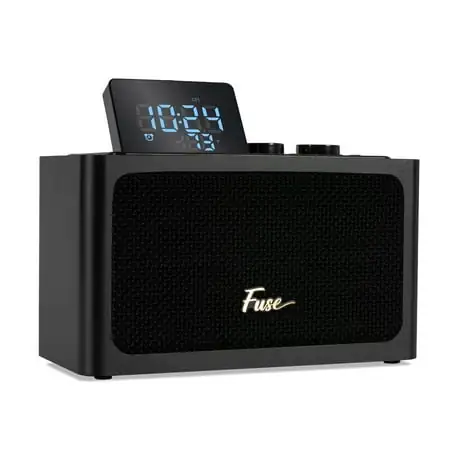 Fuse Zide Vintage Alarm Clock Radio - Black Radio Speaker with Bluetooth & Adjustable LCD Screen