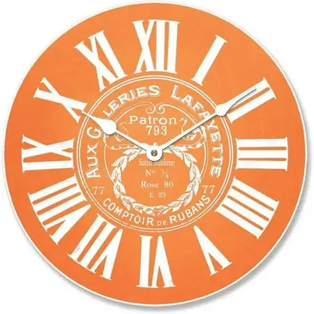 Galeries Lafayette Orange Wall Clock | Beautiful Color, Silent Mechanism, Made in USA