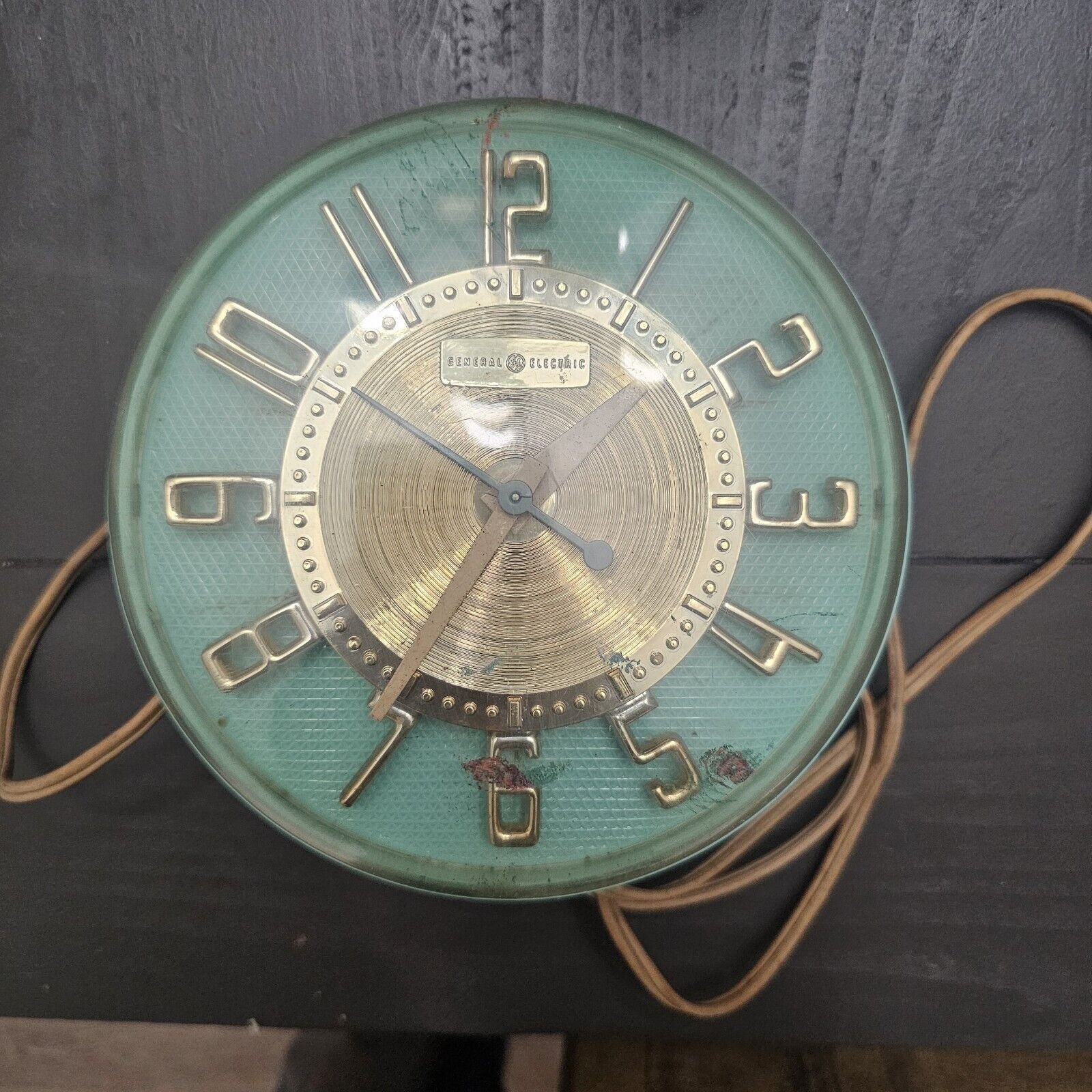 GE TELECHRON MID CENTURY MODERN VINTAGE 6" TEAL COPPER WALL CLOCK