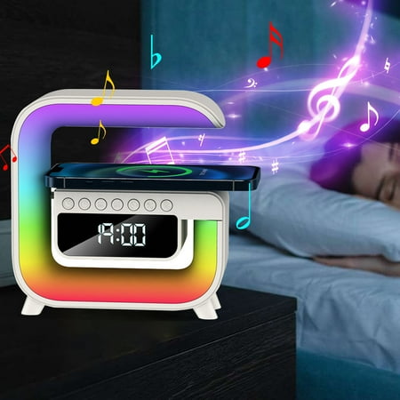 Gmogad Bluetooth Audio 13 Kinds Of Colorful Lights Clock Alarm Clock Double Mode Can Be Wireless Charging Cell Phone multicolor