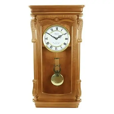 Golden Oak Chiming Pendulum Wall Clock, Brown & Gold