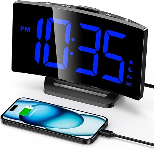 GOLOZA Upgraded Digital Alarm Clock for Bedrooms, Digital Clock with Customizable Night Mode, 5 Levels Brightness+Off, 2 Volume, 3 Alarm Tones, Snooze, USB Charging Port, Power-Off Memory, 12/24H/DST