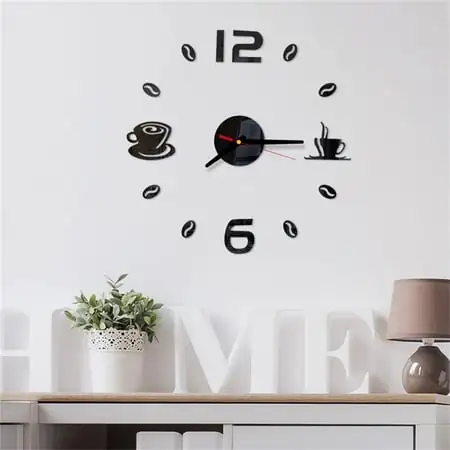 Growsl Wall Clock,Alarm Clock,3D DIY Roman Numbers Acrylic Mirror Wall Sticker Clock Home Decor Mural Decals,Wall Decor Living Room,Large Wall Clock,Home Decor,Black