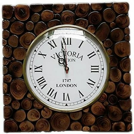 Hand Crafted Sliced Wooden Log Decorative Wall Clock | Premium Wall Decor Accents | Hind Handicrafts (Teak Wood)