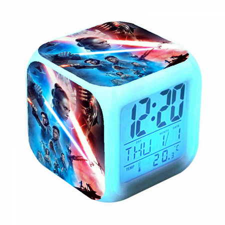 HANNTAOO Digital Alarm Clock for Kids, Cartoon Star Wars Pattern 7 LED Color Changing Wake Up Clock with Thermometer Function and Night Light, Gift for Boys Girls A93-2100 HTNL#1573