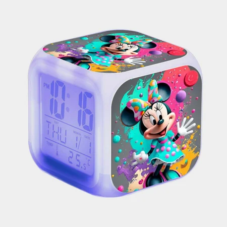 HANNTAOO Digital Alarm Clock for Kids, Mickey_Mouse Pattern 7 LED Color Changing Wake Up Clock with Thermometer Function and Night Light, Gift for Boys Girls A93-029 HTNL#029