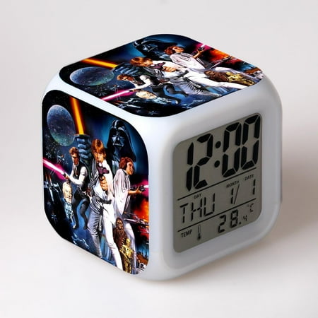 HANNTAOO LED Alarm Clock Star_Wars Pattern Creative Desk Table Clock Glowing Electronic Colorful Digital Clock for Unisex Adults Girl Boy Kids Children Toy Birthday Present Gift HTNL#809